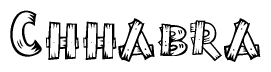 The clipart image shows the name Chhabra stylized to look like it is constructed out of separate wooden planks or boards, with each letter having wood grain and plank-like details.