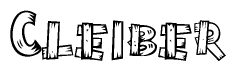 The clipart image shows the name Cleiber stylized to look like it is constructed out of separate wooden planks or boards, with each letter having wood grain and plank-like details.