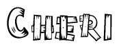 The image contains the name Cheri written in a decorative, stylized font with a hand-drawn appearance. The lines are made up of what appears to be planks of wood, which are nailed together