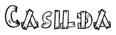 The clipart image shows the name Casilda stylized to look like it is constructed out of separate wooden planks or boards, with each letter having wood grain and plank-like details.