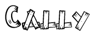 The clipart image shows the name Cally stylized to look like it is constructed out of separate wooden planks or boards, with each letter having wood grain and plank-like details.