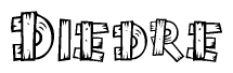 The image contains the name Diedre written in a decorative, stylized font with a hand-drawn appearance. The lines are made up of what appears to be planks of wood, which are nailed together