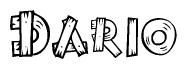 The clipart image shows the name Dario stylized to look as if it has been constructed out of wooden planks or logs. Each letter is designed to resemble pieces of wood.