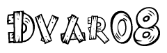 The clipart image shows the name Dvar08 stylized to look like it is constructed out of separate wooden planks or boards, with each letter having wood grain and plank-like details.
