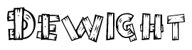 The clipart image shows the name Dewight stylized to look like it is constructed out of separate wooden planks or boards, with each letter having wood grain and plank-like details.