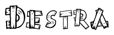 The clipart image shows the name Destra stylized to look like it is constructed out of separate wooden planks or boards, with each letter having wood grain and plank-like details.