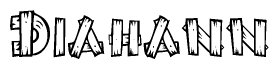 The clipart image shows the name Diahann stylized to look like it is constructed out of separate wooden planks or boards, with each letter having wood grain and plank-like details.