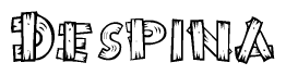 The image contains the name Despina written in a decorative, stylized font with a hand-drawn appearance. The lines are made up of what appears to be planks of wood, which are nailed together