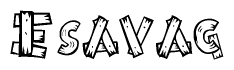 The clipart image shows the name Esavag stylized to look like it is constructed out of separate wooden planks or boards, with each letter having wood grain and plank-like details.