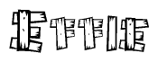 The image contains the name Effie written in a decorative, stylized font with a hand-drawn appearance. The lines are made up of what appears to be planks of wood, which are nailed together