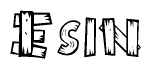 The clipart image shows the name Esin stylized to look like it is constructed out of separate wooden planks or boards, with each letter having wood grain and plank-like details.