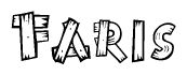The clipart image shows the name Faris stylized to look like it is constructed out of separate wooden planks or boards, with each letter having wood grain and plank-like details.