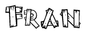 The image contains the name Fran written in a decorative, stylized font with a hand-drawn appearance. The lines are made up of what appears to be planks of wood, which are nailed together