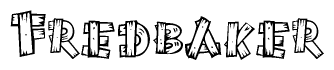 The image contains the name Fredbaker written in a decorative, stylized font with a hand-drawn appearance. The lines are made up of what appears to be planks of wood, which are nailed together