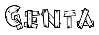 The clipart image shows the name Genta stylized to look like it is constructed out of separate wooden planks or boards, with each letter having wood grain and plank-like details.
