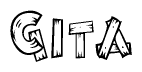 The clipart image shows the name Gita stylized to look as if it has been constructed out of wooden planks or logs. Each letter is designed to resemble pieces of wood.