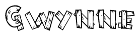 The clipart image shows the name Gwynne stylized to look like it is constructed out of separate wooden planks or boards, with each letter having wood grain and plank-like details.