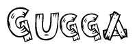 The clipart image shows the name Gugga stylized to look as if it has been constructed out of wooden planks or logs. Each letter is designed to resemble pieces of wood.