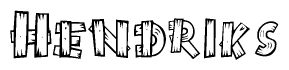 The clipart image shows the name Hendriks stylized to look like it is constructed out of separate wooden planks or boards, with each letter having wood grain and plank-like details.