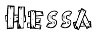 The clipart image shows the name Hessa stylized to look like it is constructed out of separate wooden planks or boards, with each letter having wood grain and plank-like details.