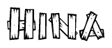 The clipart image shows the name Hina stylized to look like it is constructed out of separate wooden planks or boards, with each letter having wood grain and plank-like details.