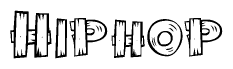The clipart image shows the name Hiphop stylized to look like it is constructed out of separate wooden planks or boards, with each letter having wood grain and plank-like details.