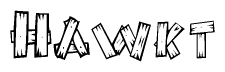 The clipart image shows the name Hawkt stylized to look like it is constructed out of separate wooden planks or boards, with each letter having wood grain and plank-like details.