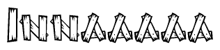 The image contains the name Innaaaaa written in a decorative, stylized font with a hand-drawn appearance. The lines are made up of what appears to be planks of wood, which are nailed together