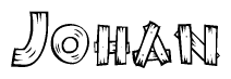 The clipart image shows the name Johan stylized to look like it is constructed out of separate wooden planks or boards, with each letter having wood grain and plank-like details.