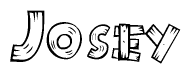 The clipart image shows the name Josey stylized to look as if it has been constructed out of wooden planks or logs. Each letter is designed to resemble pieces of wood.