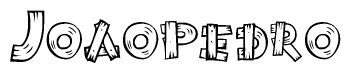 The clipart image shows the name Joaopedro stylized to look like it is constructed out of separate wooden planks or boards, with each letter having wood grain and plank-like details.