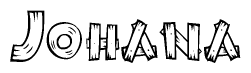 The clipart image shows the name Johana stylized to look like it is constructed out of separate wooden planks or boards, with each letter having wood grain and plank-like details.