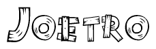 The clipart image shows the name Joetro stylized to look as if it has been constructed out of wooden planks or logs. Each letter is designed to resemble pieces of wood.