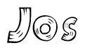 The clipart image shows the name Jos stylized to look like it is constructed out of separate wooden planks or boards, with each letter having wood grain and plank-like details.