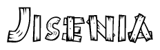 The clipart image shows the name Jisenia stylized to look like it is constructed out of separate wooden planks or boards, with each letter having wood grain and plank-like details.