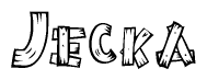The clipart image shows the name Jecka stylized to look as if it has been constructed out of wooden planks or logs. Each letter is designed to resemble pieces of wood.