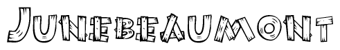 The clipart image shows the name Junebeaumont stylized to look like it is constructed out of separate wooden planks or boards, with each letter having wood grain and plank-like details.