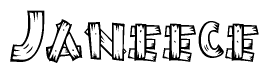 The image contains the name Janeece written in a decorative, stylized font with a hand-drawn appearance. The lines are made up of what appears to be planks of wood, which are nailed together