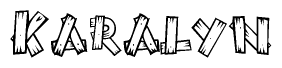 The clipart image shows the name Karalyn stylized to look like it is constructed out of separate wooden planks or boards, with each letter having wood grain and plank-like details.