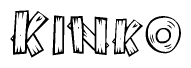 The clipart image shows the name Kinko stylized to look as if it has been constructed out of wooden planks or logs. Each letter is designed to resemble pieces of wood.