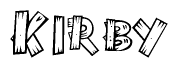 The clipart image shows the name Kirby stylized to look like it is constructed out of separate wooden planks or boards, with each letter having wood grain and plank-like details.
