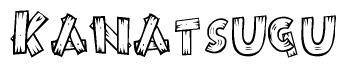 The clipart image shows the name Kanatsugu stylized to look like it is constructed out of separate wooden planks or boards, with each letter having wood grain and plank-like details.