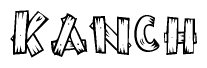The clipart image shows the name Kanch stylized to look like it is constructed out of separate wooden planks or boards, with each letter having wood grain and plank-like details.