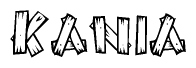 The clipart image shows the name Kania stylized to look like it is constructed out of separate wooden planks or boards, with each letter having wood grain and plank-like details.