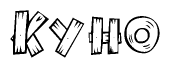 The clipart image shows the name Kyho stylized to look like it is constructed out of separate wooden planks or boards, with each letter having wood grain and plank-like details.