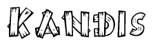 The image contains the name Kandis written in a decorative, stylized font with a hand-drawn appearance. The lines are made up of what appears to be planks of wood, which are nailed together