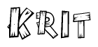 The clipart image shows the name Krit stylized to look like it is constructed out of separate wooden planks or boards, with each letter having wood grain and plank-like details.
