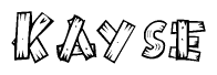 The clipart image shows the name Kayse stylized to look like it is constructed out of separate wooden planks or boards, with each letter having wood grain and plank-like details.