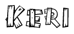 The clipart image shows the name Keri stylized to look like it is constructed out of separate wooden planks or boards, with each letter having wood grain and plank-like details.