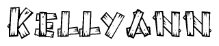 The image contains the name Kellyann written in a decorative, stylized font with a hand-drawn appearance. The lines are made up of what appears to be planks of wood, which are nailed together